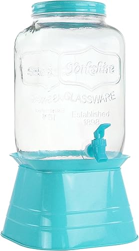 Gibson Home Chiara Blue - Dispensador Mason de 2 GL, tapa y base de metal