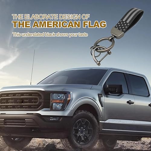 Miniatura 6 de Llavero de coche con la bandera de Estados Unidos, llaveros circulares personalizados de aleación de zinc, compatible con Truck Chevrolet, Ford,
