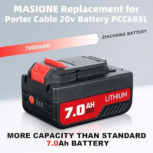Miniatura 4 de Paquete de 2 baterías de repuesto de 7.0Ah para cable Porter de 20 V, PCC685L, PCC685LP, PCC680L, PCC682L, PCC600, PCC640, 20 voltios, herramientas