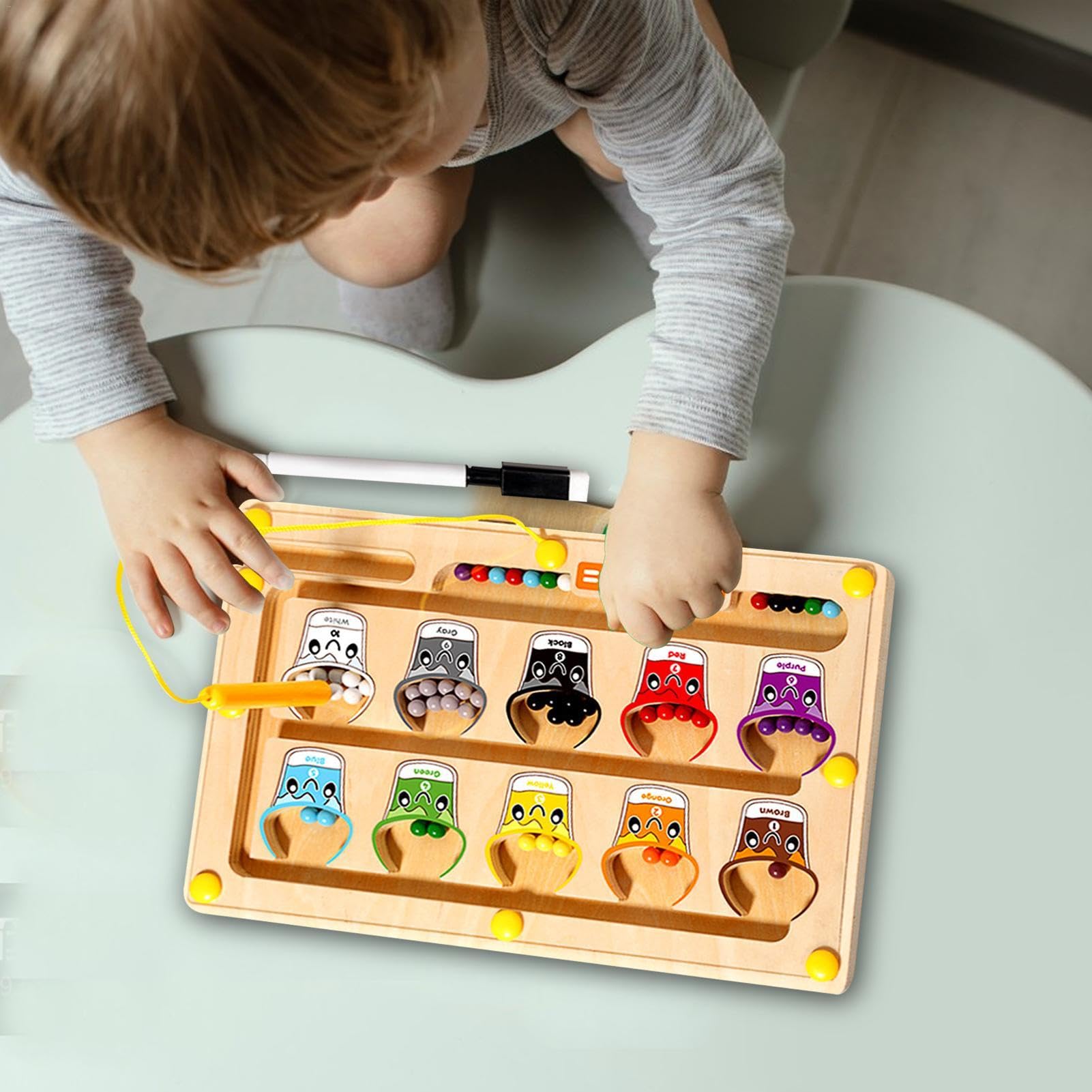 Laberinto magnético, laberinto magnético de colores y conteo, tabla de de conteo de madera Aprendizaje educativo de habilidades motoras magnético Juguetes
