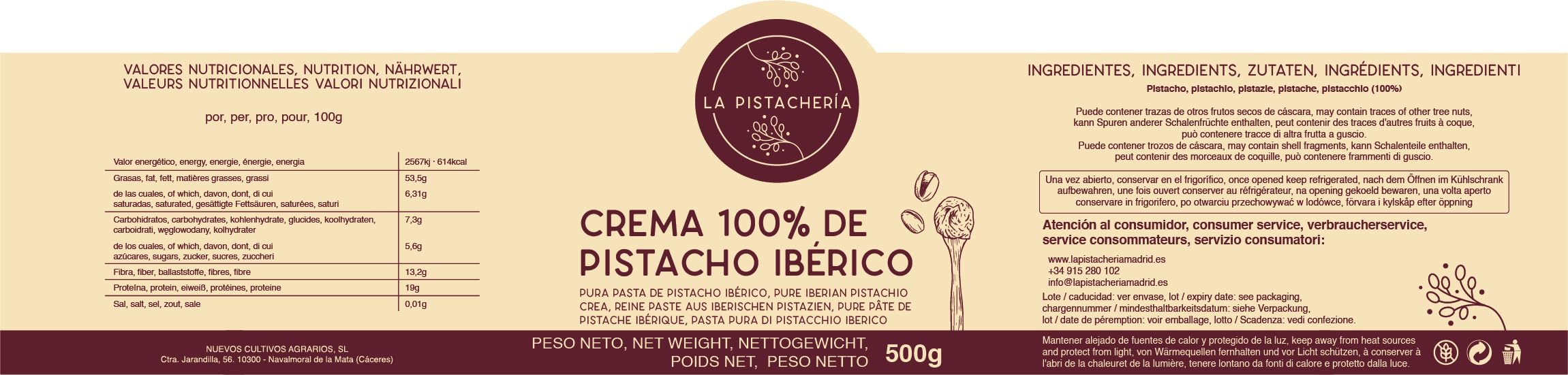 Crema Di Pistacchio 100% Pura Naturale Pasta Di Pistacchio Vegan Senza Zucchero Ideale Per Dolci E Ricette Sane Cremosa Fonte Di Proteine Ed Energia Esperienza Gourmet Autentica (500 gr)