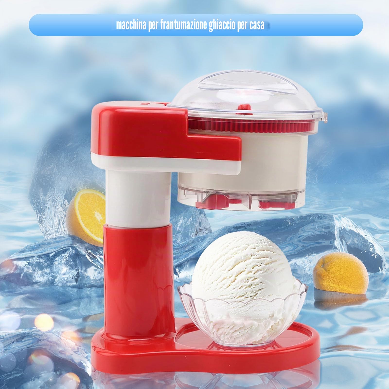 Trituratore elettrico per ghiaccio rasato, 500 ml, macchina compatta per cubetti di ghiaccio per palle di neve fatte in casa, cocktail frappe caffè, tè freddo, macchina per cubetti di ghiaccio per