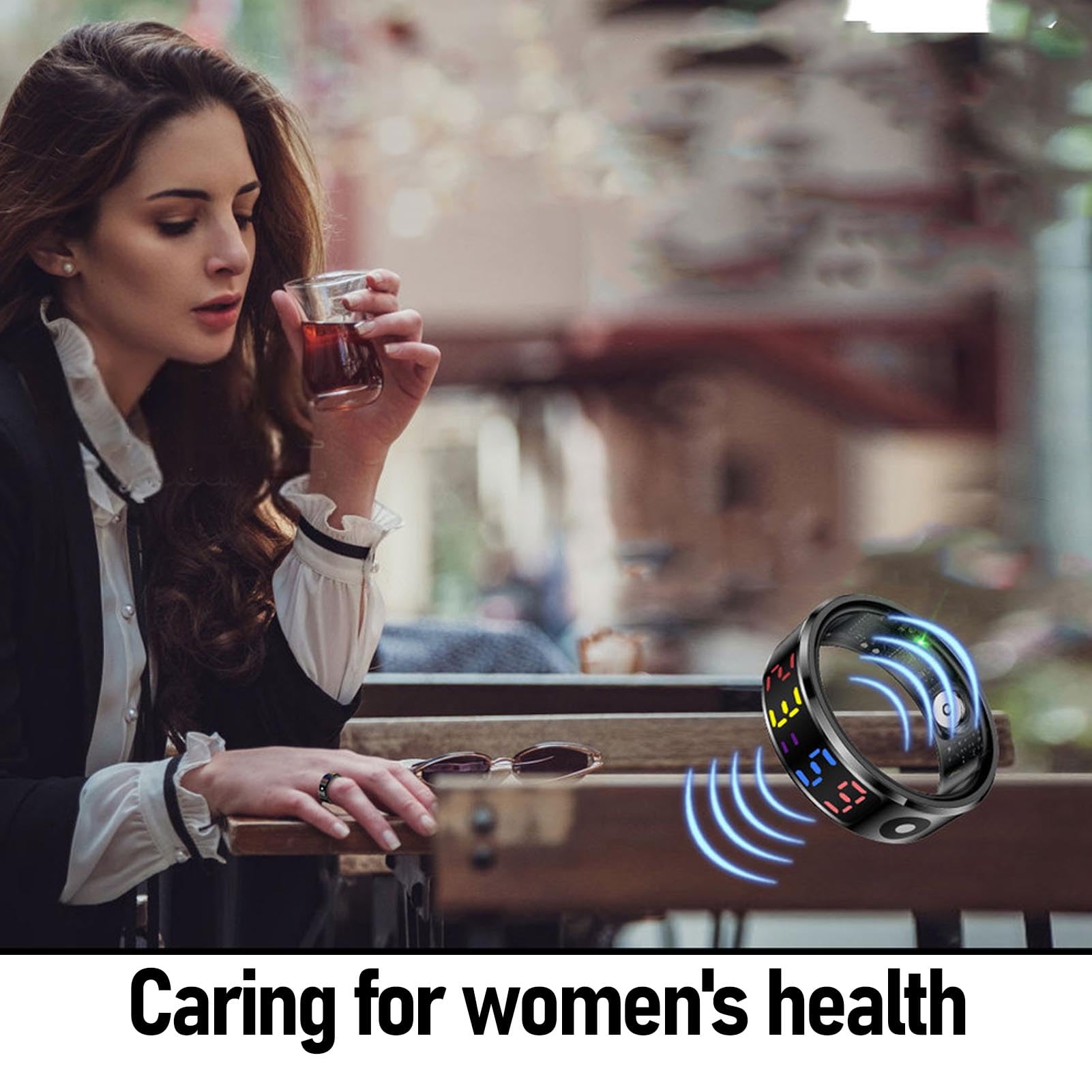 Yoidesu Smart Ring with Display Screen, 5ATM Rain Proof, Sleep & Fitness Tracking Wearable for Women & Men with Sleep Tracker Heart Rate Blood Oxyge, Charging Case (8)