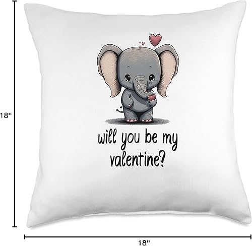 Miniatura 4 de Will you be my Valentine Clothing Almohada de elefante Sweet Litte para el día de San Valentín, 18 x 18 pulgadas, multicolor