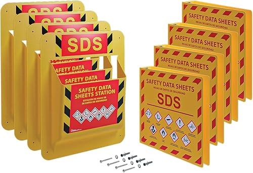 Miniatura 12 de Yellow Safety Inc MSDS - Carpeta y estación de pared SDS, resistente de 3 pulgadas, soporte para hojas de datos de seguridad de 3 anillos, incluye