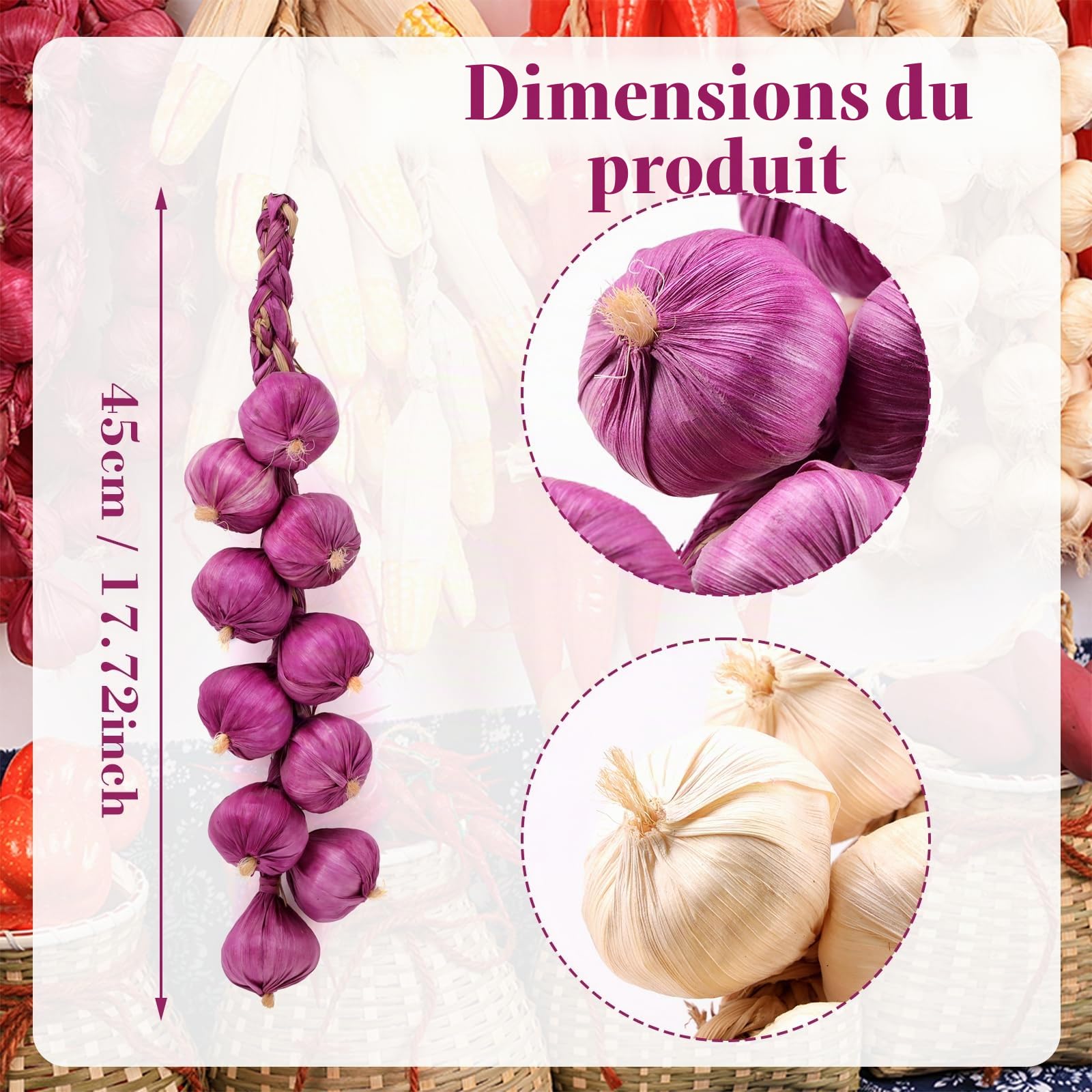 Gresorth 2 pcs Artificiel Oignon Chaîne Faux Légume Accueil Fête Christmas Récolte Décoration
