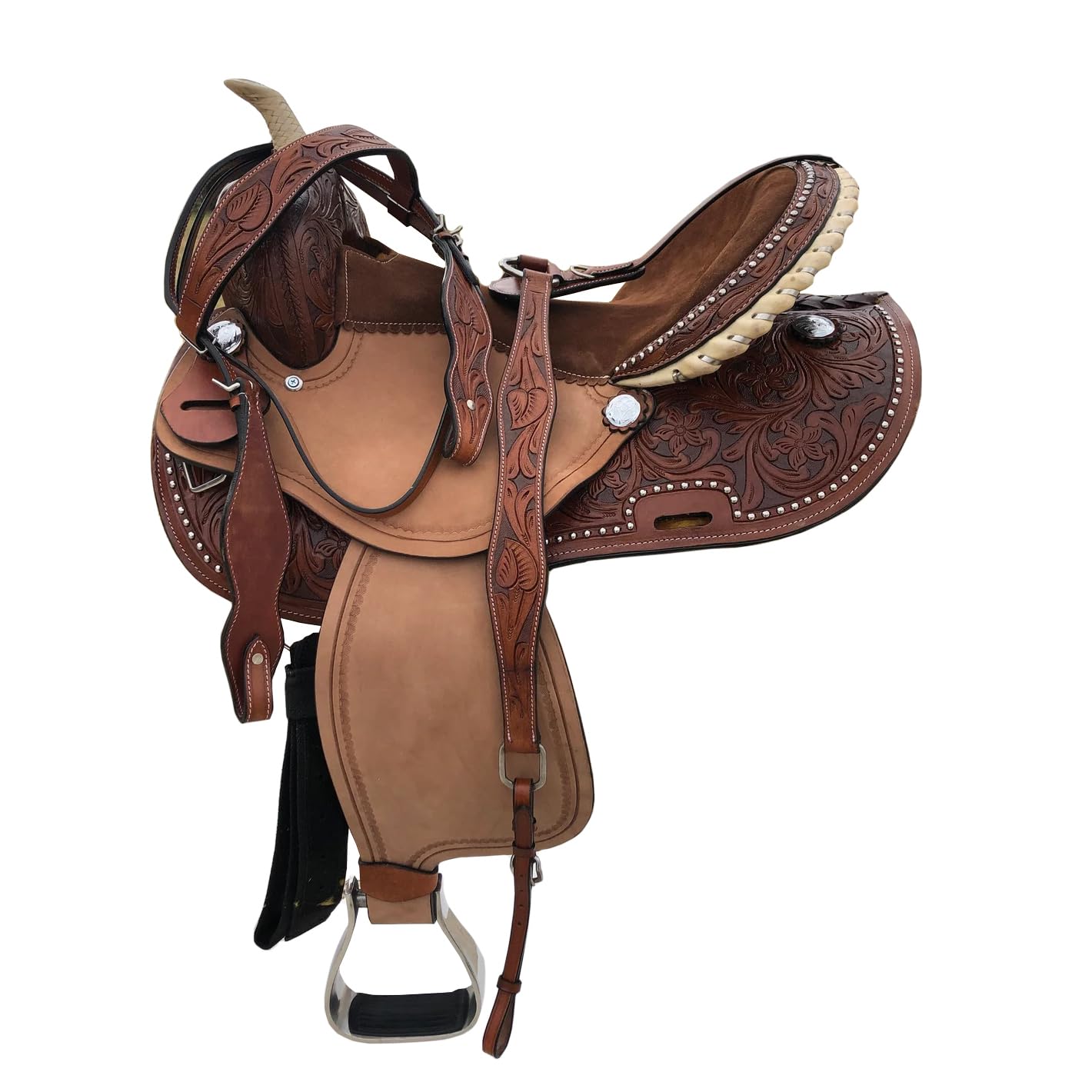 Pony ST-022 - Sella in pelle scamosciata per cavallo da 25,4 cm a 45,7 cm, per equitazione, spettacolo, equitazione