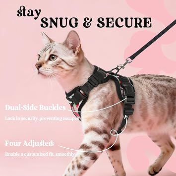 rabbitgoo Cat Harness and Leash Set, Escape Proof Vest, Berry Pounce
