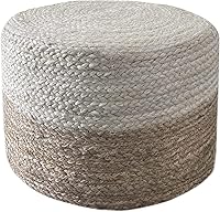 Vista 8 de Puf de yute 100% natural trenzado hecho a mano, muebles rústicos de decoración rústica, puf redondo para reposapiés, para sala de estar, dormitorio