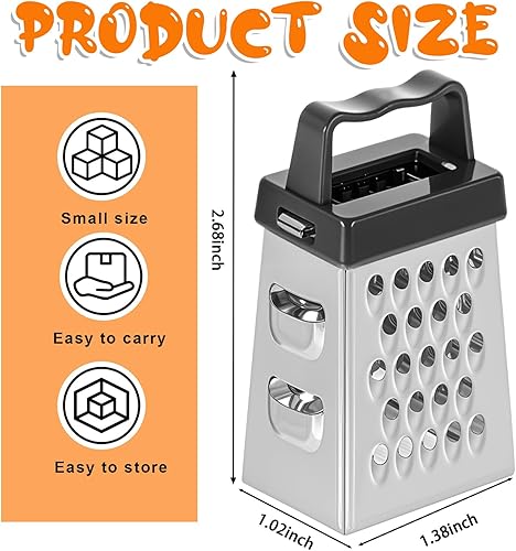 Miniatura 2 de Mini rallador de queso, 3 unidades, rallador de caja de acero inoxidable con asa, ralladores profesionales para rebanar quesos de cocina, jengibre,