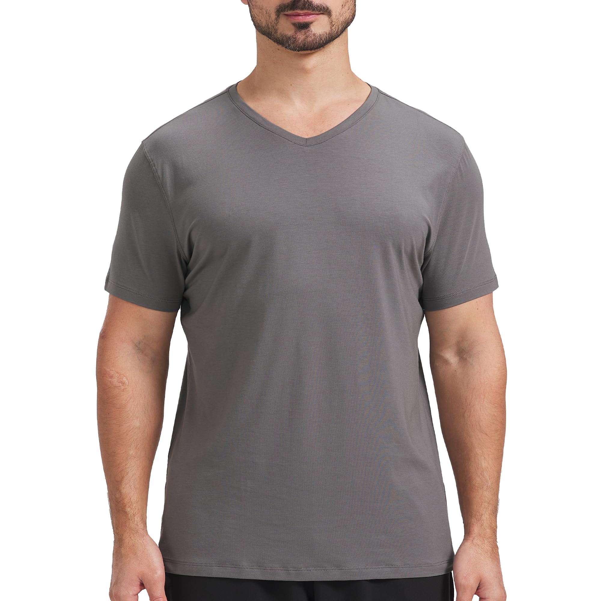 netdraw Men's Ultra-Soft V-Neck Bamboo Viscose Cotton T-Shirt, Moisture-Wicking Cooling Lounge Casual Pajama Tees