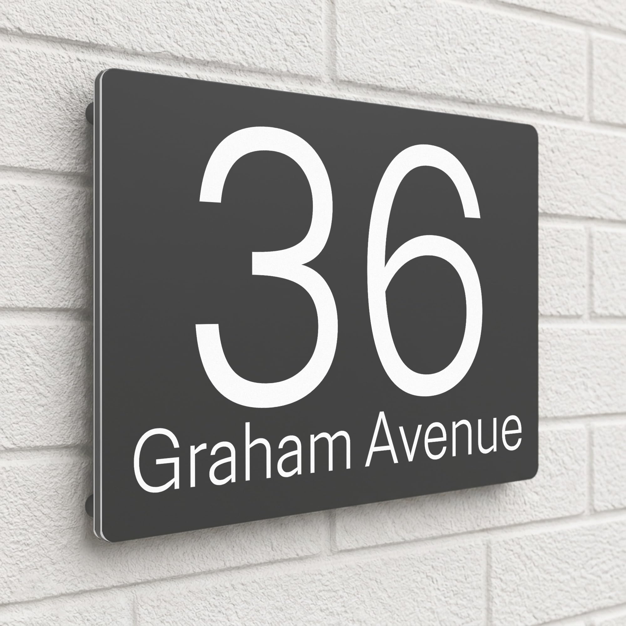 Housics Personalised House Number Plaque, Door Sign, Grey, 200mm x 130mm