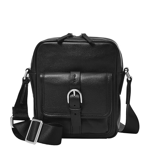 Fossil Men's Camden Leather Commuter Crossbody Bag, Black, (Model: MBG9600001)