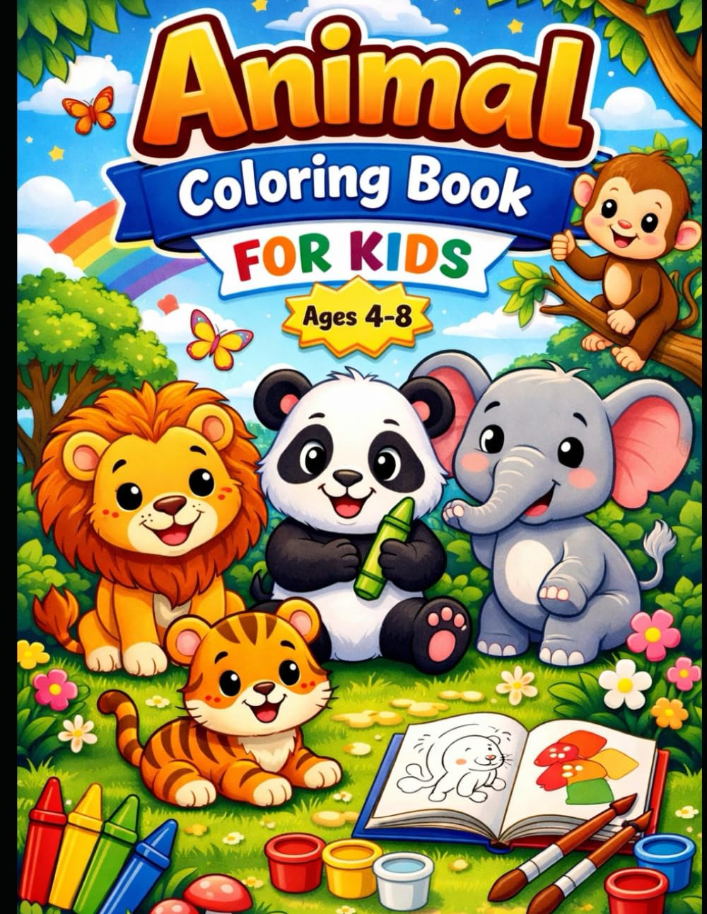 Amazing Animals Coloring Book: A Fun Collection of Wild, Farm & Pet Animals for Kids