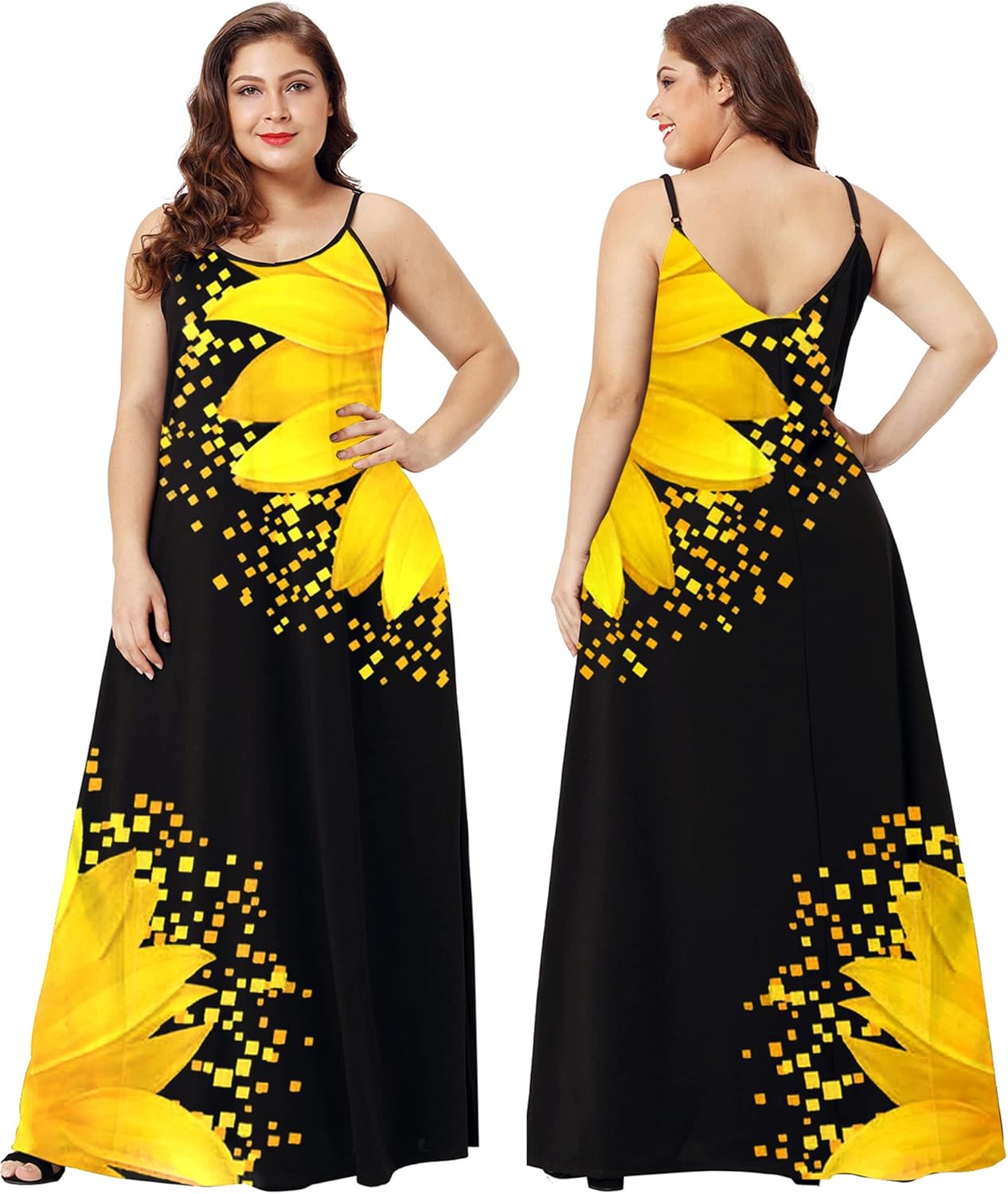 Size S Wolddress Womens 2025 Casual Sleeveless Sundress Plus Size Loose Plain Long Summer Beach Maxi Dress