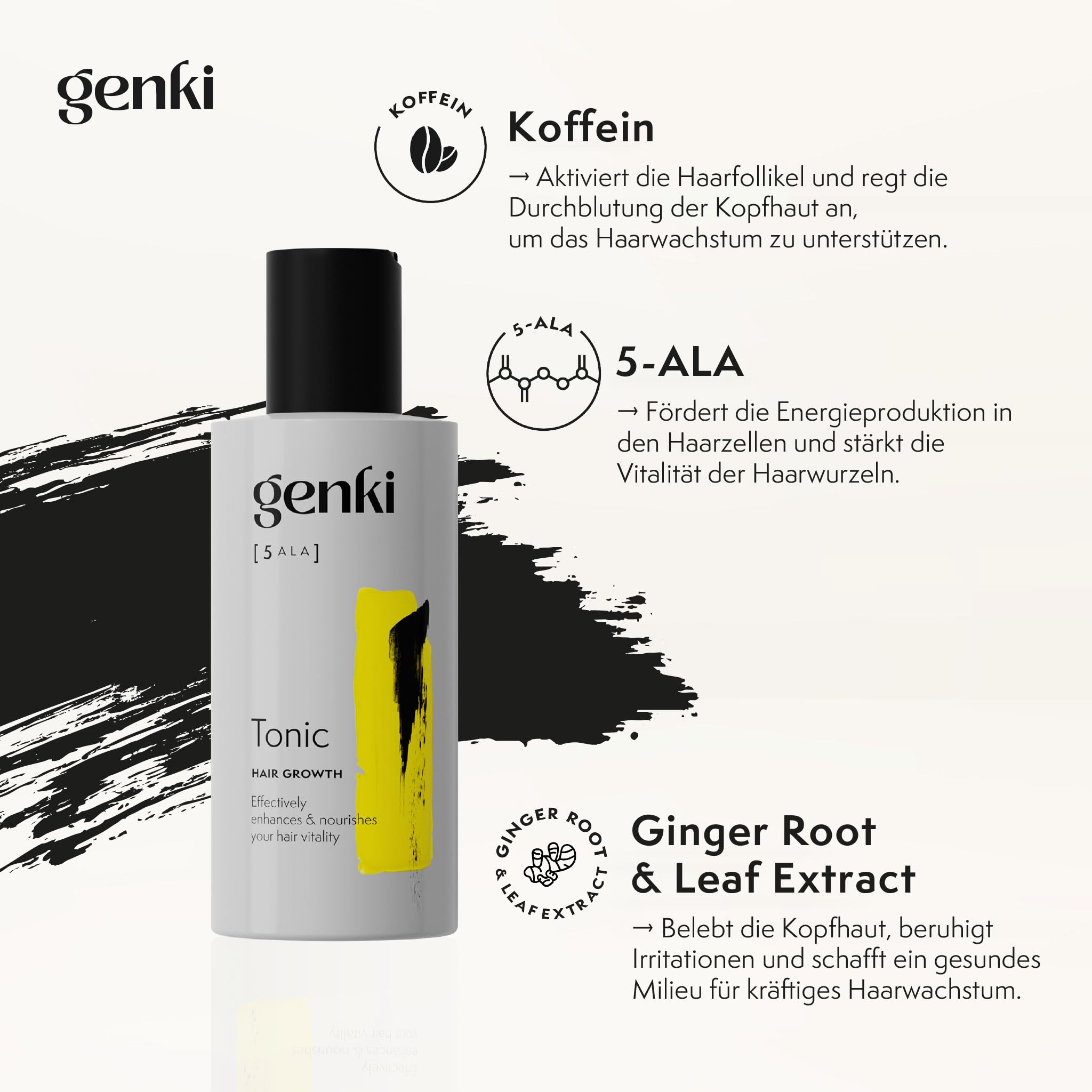 Growth Tonic 150 ml mit 5-ALA, Koffein und Hyaluronsäure Stimuliert das Haarwachstum Revitalisiert die Kopfhaut Stärkt die Haarwurzeln Haartonikum Wachstumstonikum