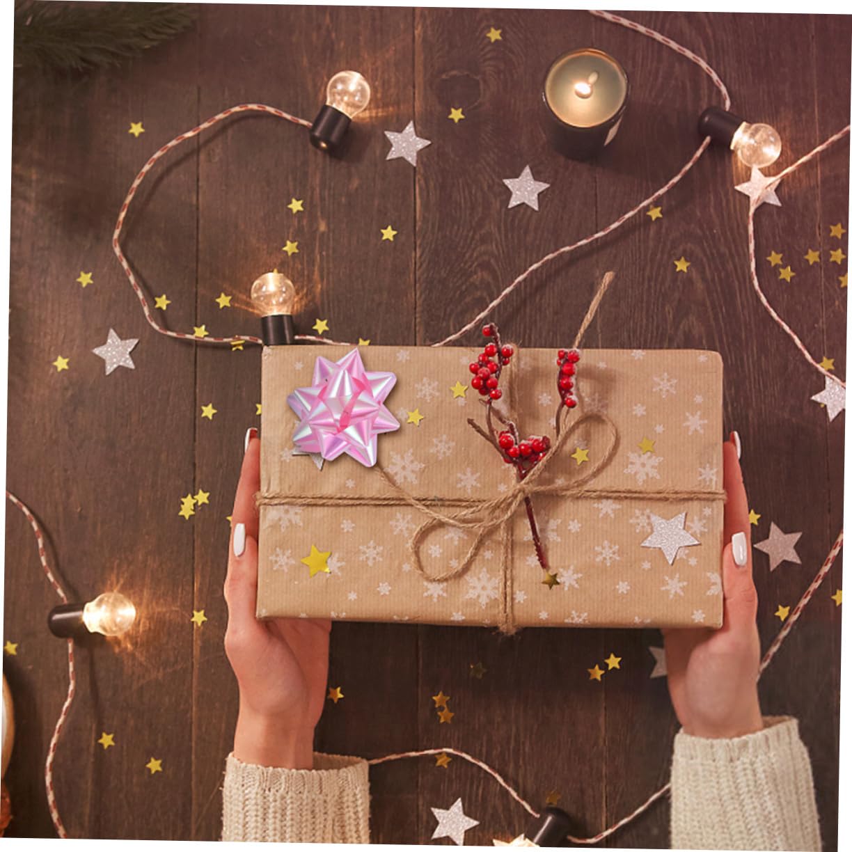 minkissy 3 Series Decoración De Flores De Estrella Tapa Luces Solares Lazo De Cinta para Tirar Mini Lazos De Terciopelo Autoadhesivos Lazos De Arcoíris Lazo Azul 50 Piezas*3