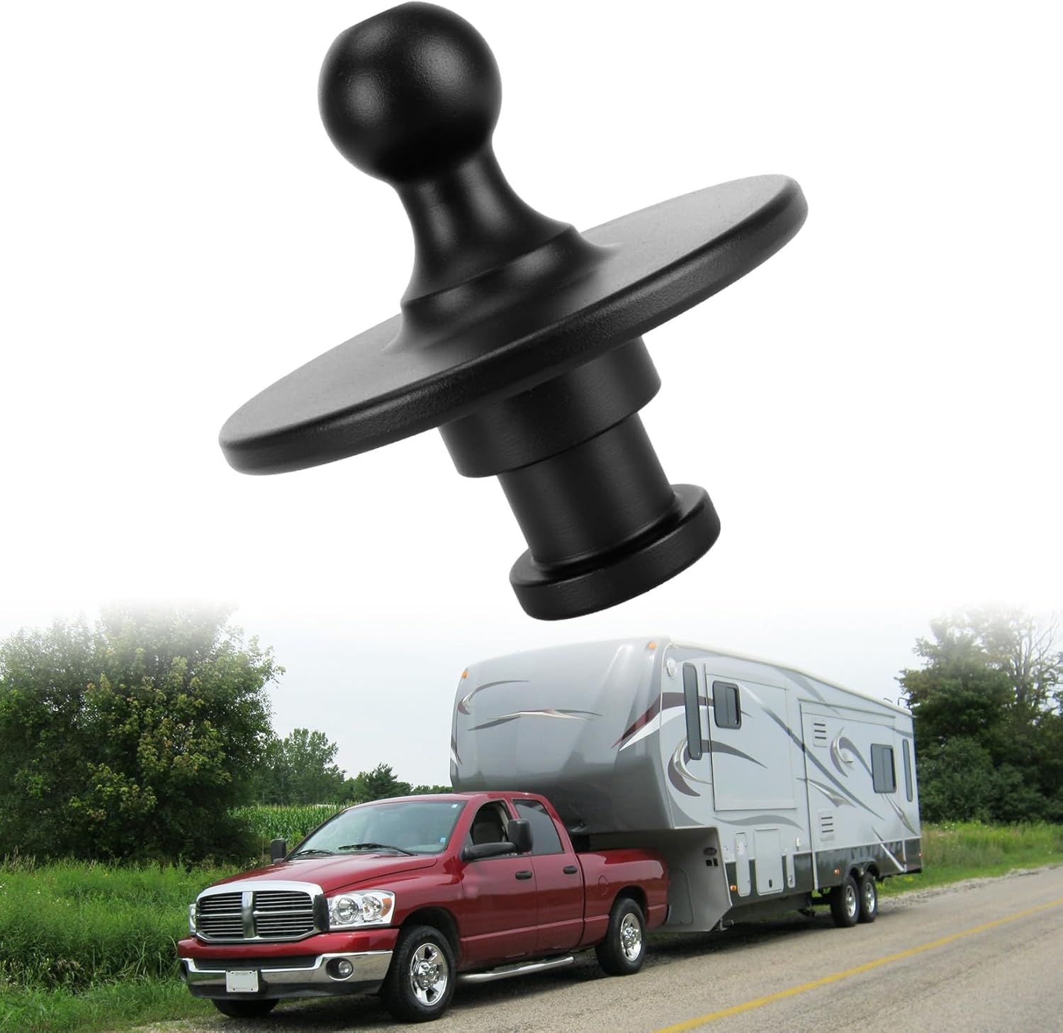 PSLER 2085295 Gooseneck Ball Adapter 2-5/16” Kingpin to Gooseneck Ball Adapter for Tractor or Trailer Fifth Wheel to Gooseneck Adapter