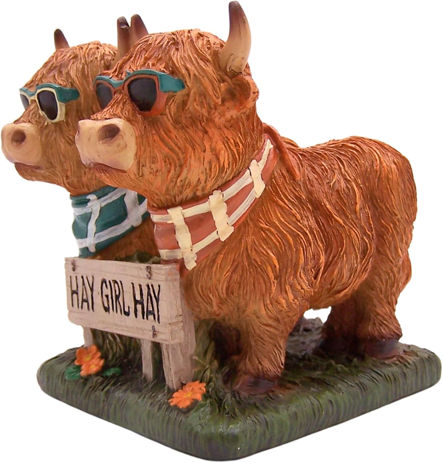 Wowser Sunglass-Wearing Cow Figurine with 'Hay Girl Hay' Sign, Unique 6-Inch Freestanding Farm Decor - Image 4