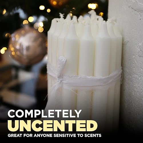 Vista 5 de Small Taper Candles 4 Hours - 5 Inches Tall - Pack of 12 - Thin Short - Unscented - White - Household Diner - Smokeless Flame - Emergency Candles