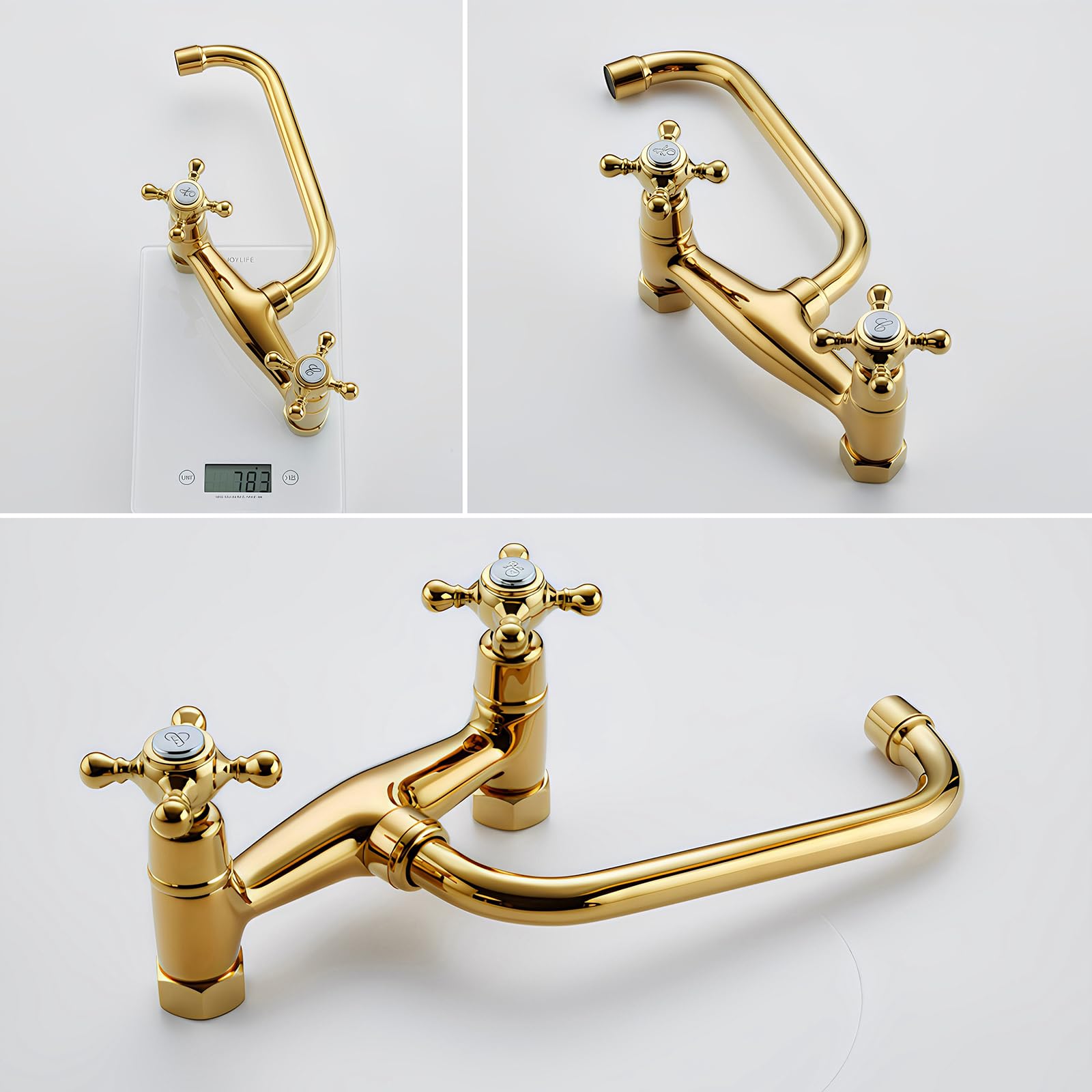 XJTNLB Grifo Vintage Pared Cromado Grifo de Lavabo Baño Dos Mandos en Cruz Grifos para Lavabos de Baño Vintage
