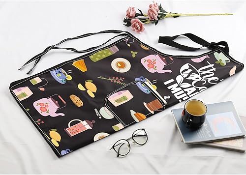 Miniatura 7 de MBMSO Tea Time Gifts - Delantal de fiesta de té con bolsillos con texto en inglés "The Tea is Calling and I Must Go", delantal de cocina con