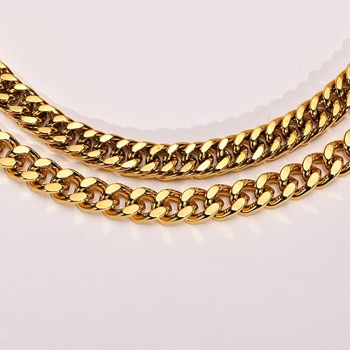 Miniatura 5 de VNOX 2 Pcs Chain Bracelet for Men Women - Sturdy Stainless Steel Curb Width Cuban Link Chain Bracelet Set for Men Women,6.577.48.29 Inches