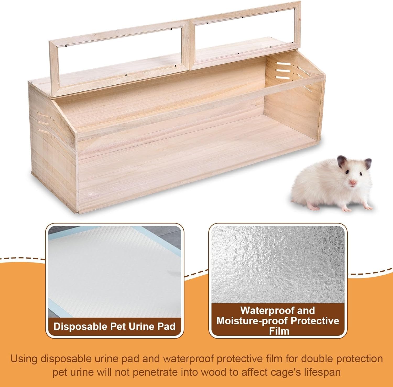 Hamster Cage Chew Proof, Mice and 11 Habitat with Transparent Sides Guinea Cage with Openable Acrylic Top, Small Animal Cage for Rabbits, Gerbils, Mice, Dwarf Hamsters(39”L x 16" W x 16" H)