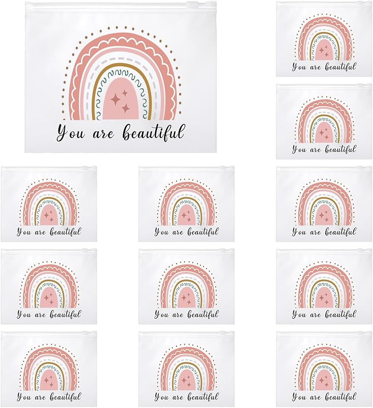 Wesiti Necessaire de Maquiagem Arco-Íris com Zíper “You Are Beautiful” em EVA, Pacote com 50