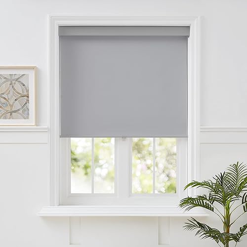 Miniatura 6 de Melodieux Persiana enrollable 100% opaca sin cables, con aislamiento térmico, protección UV, para oficina y hogar. Fácil de instalar. Gris, 23