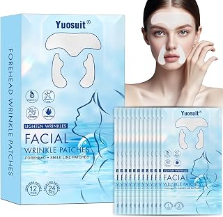 Forehead Wrinkle Patches and Smile Line Patches with Hyaluronic Acid, Aloe, Collagen & Vitamin E,Overnight Facial Wrinkle Patches to Lift Smile Lines for Women for Smoothing and Firming(36pcs)