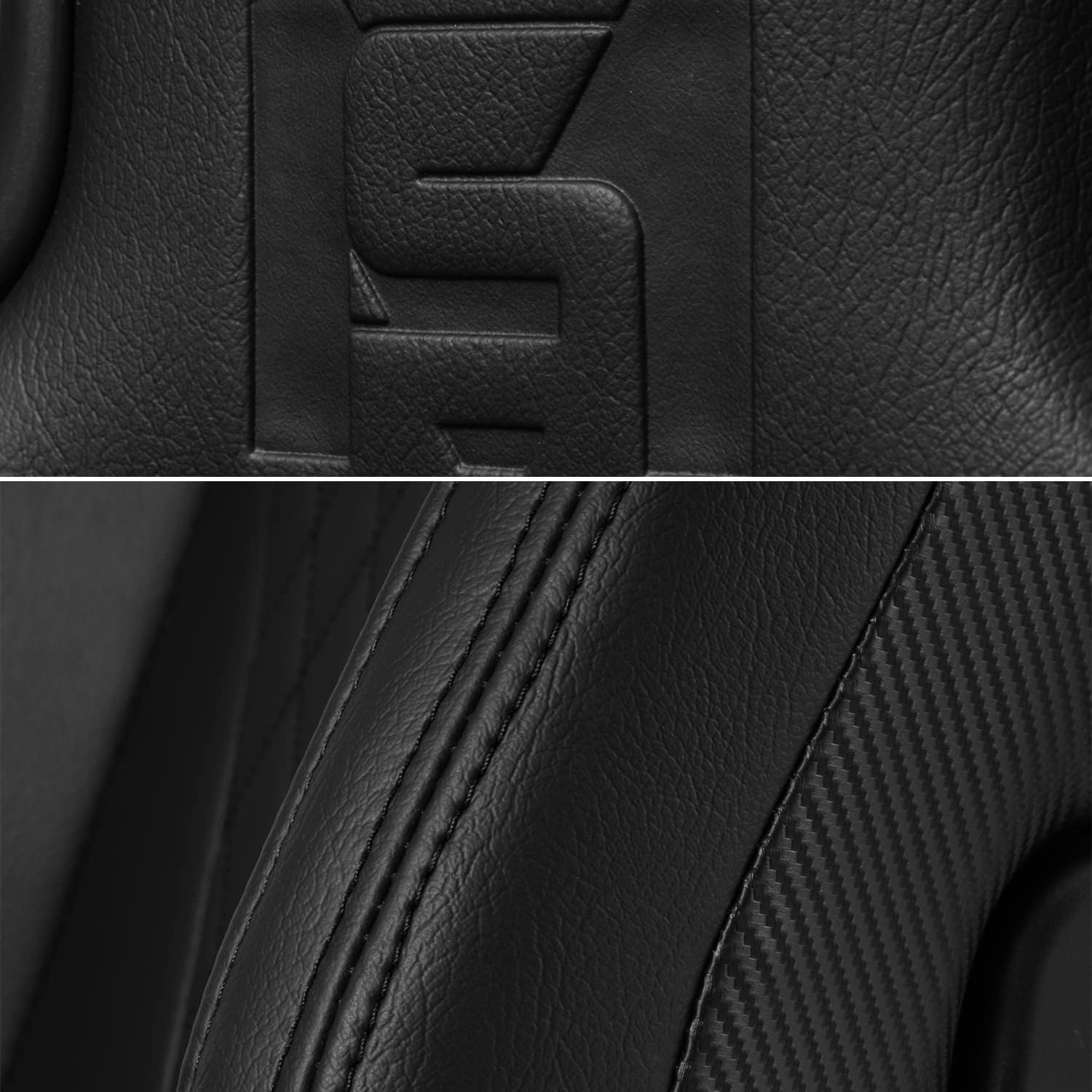 Black Stitching w/Carbon Fiber Leather PVC Reclinable C-Series Sport Racing Seats W/Slider Left/Right