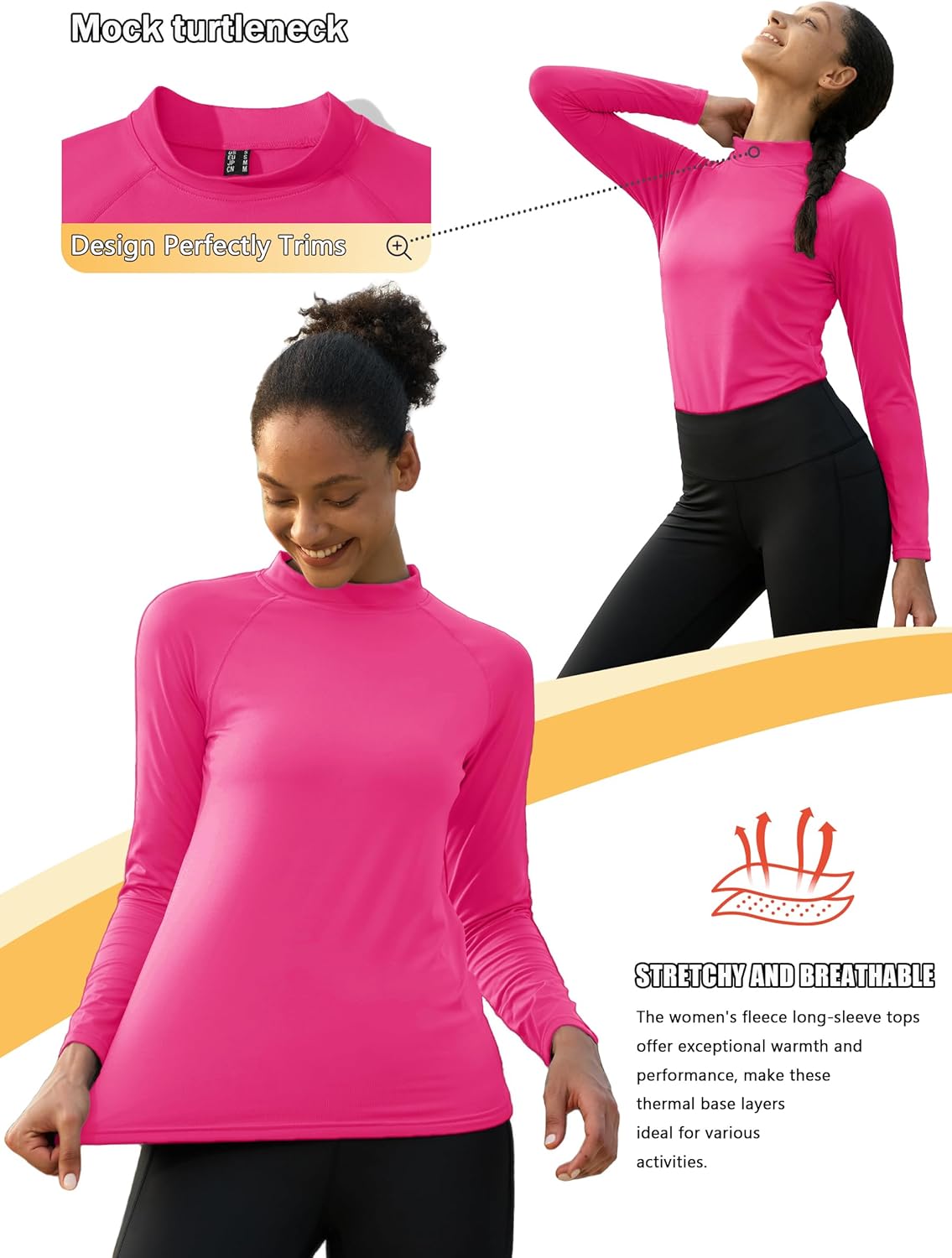 Cavva Thermal Shirts for Women Fleece Mock Turtle Necks Tops Long Sleeve Underwear Base Layer Cold Weather Warm - Image 5