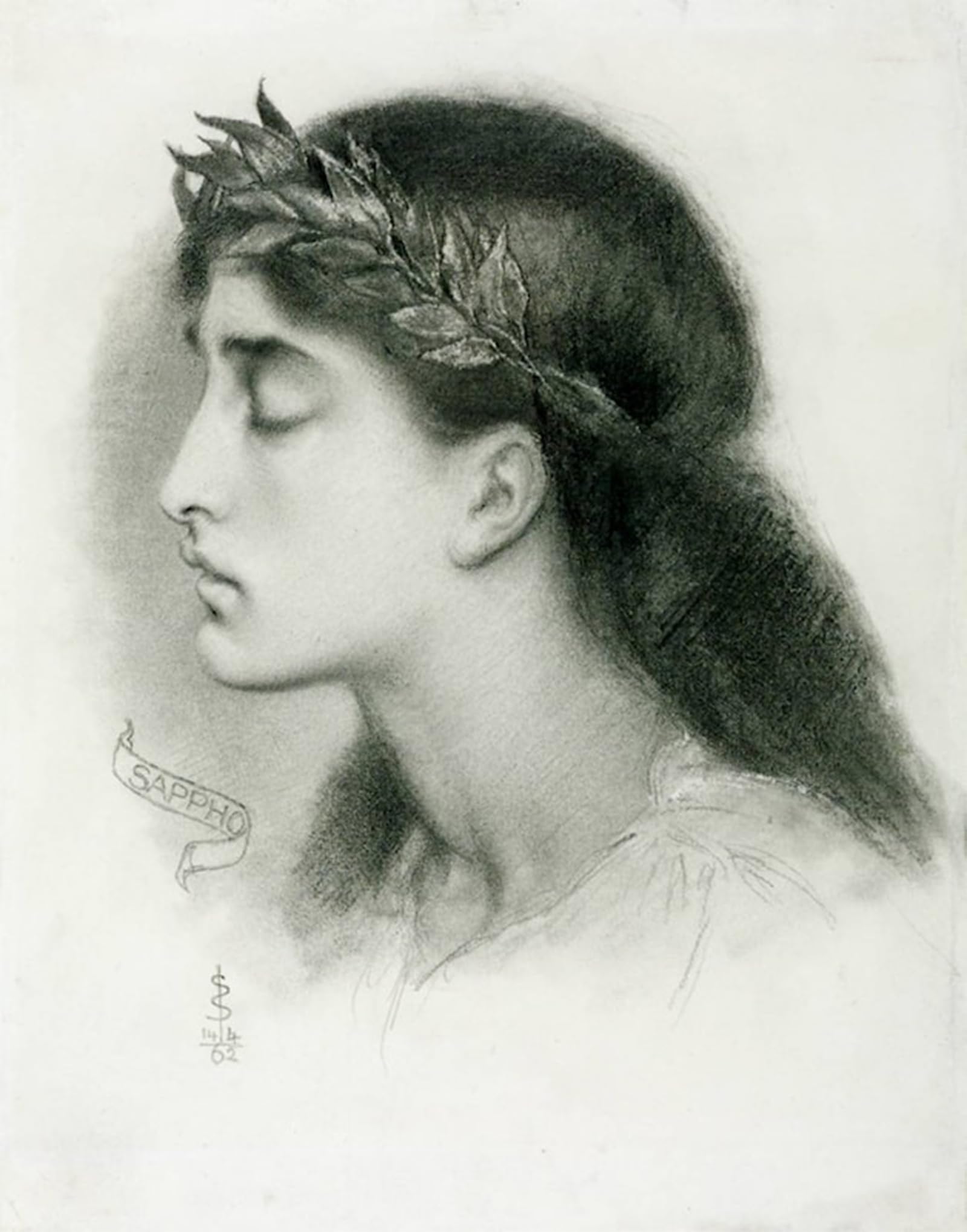 SERENDIPITP Abstract Painting Mural Print Picture Wall Decor Painting Study of Sappho by Simeon Solomon Vintage Wall Artwork for Home Decor 60x90cm