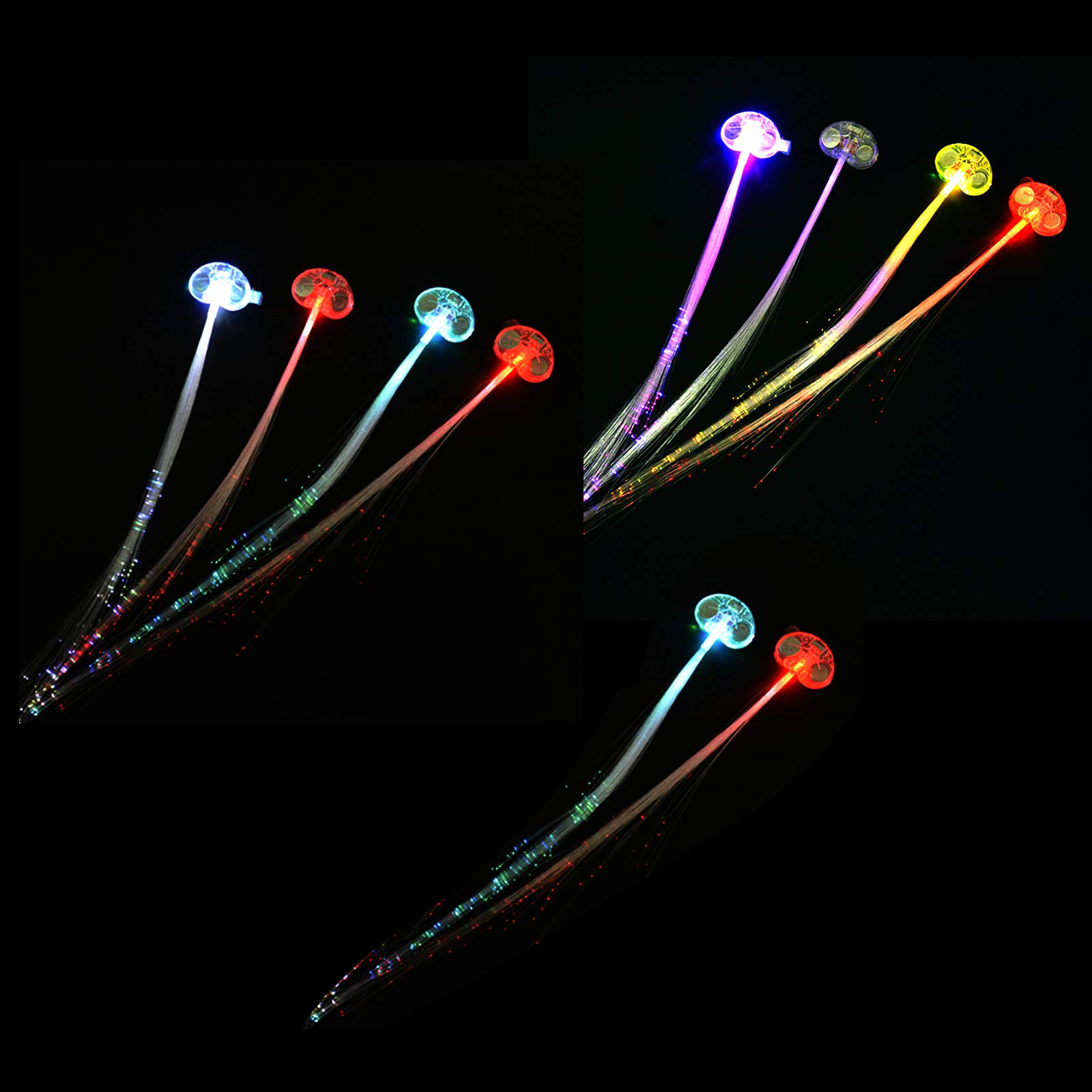 Wwhjr Multicolor 10Pcs Led Light-Up Fiber Hair Extension Clip Flashing Barrette Hairpin Led Light Wig Flash Braids