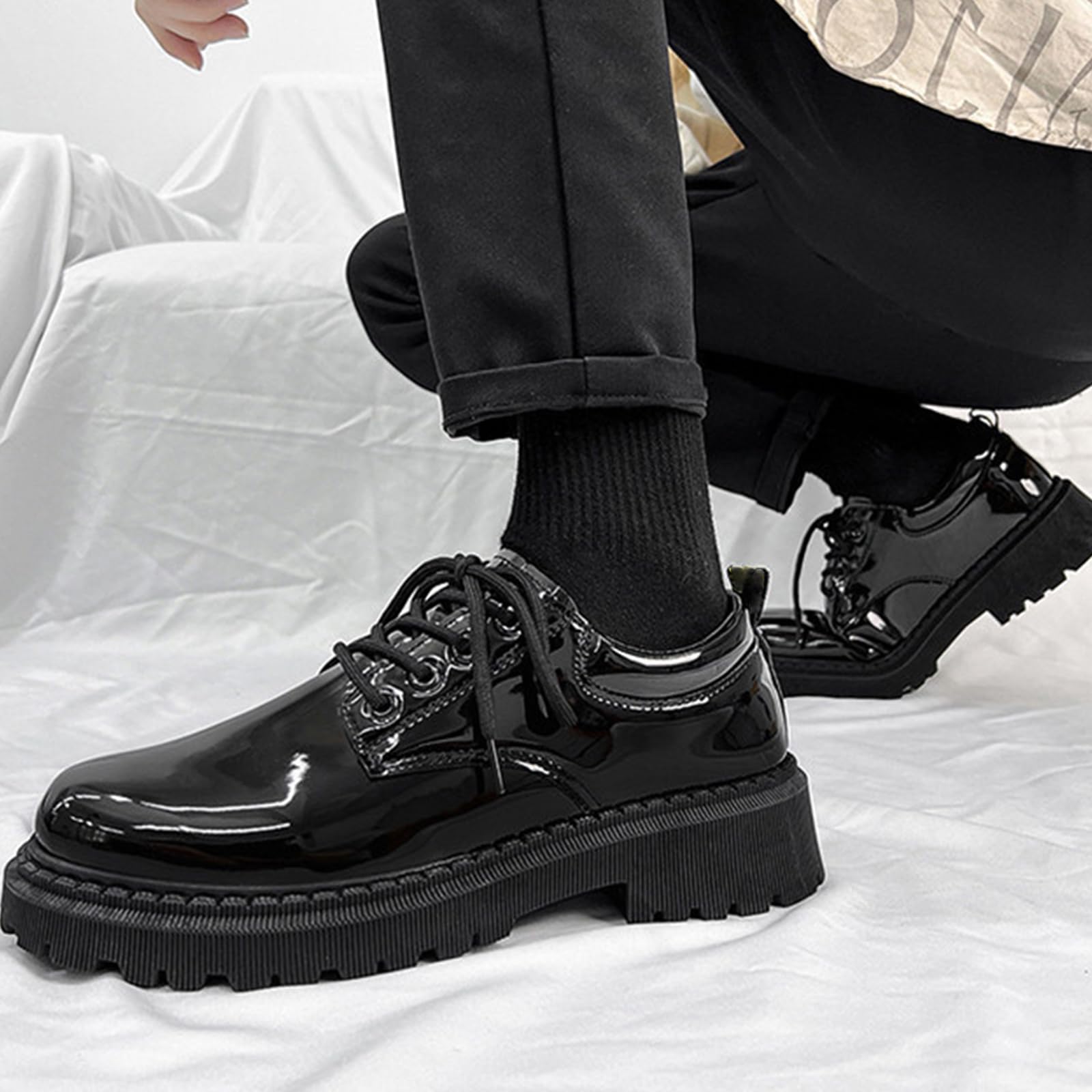 Uomo Formale Affare Scarpe da Sera | Pelle, in vernice, Resistente, Stringate, Punta Tonda, Oxford, Sposa, Party