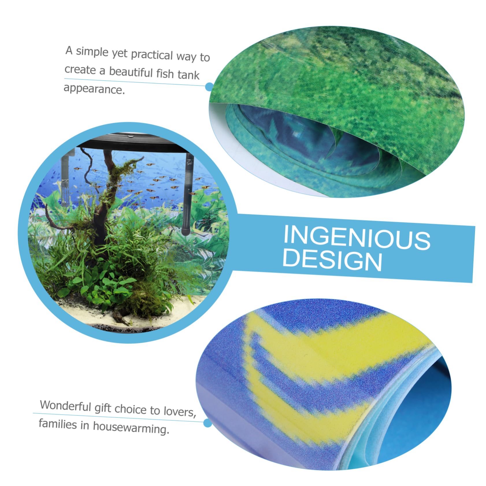 BESPORTBLE 2pièces Stickers De Fond Aquarium Décoratifs pour Poisson Peint sous-Marin pour Décoration De Réservoir Et Mur