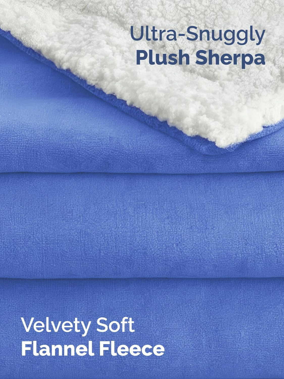 Sherpa Fleece Blanket Throw Size - Reversible Sherpa Fleece Throw Blanket - Super Soft, Double Sided for Bed, Sofa, Couch - Thick, Warm & Plush - Luxurious Bedding for Winter - Vista Blue, 50" x 70"