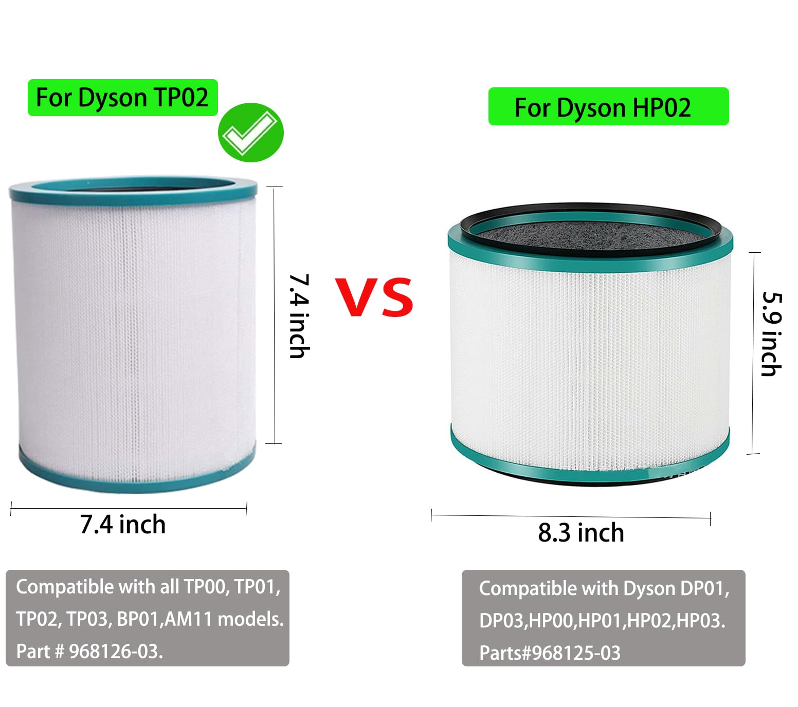 ダイソンTP00 空気清浄機能付ファン　フィルター新品 Dyson TP00 TP01 TP02 TP03 AM11 空気清浄フィルター部品 968126-03