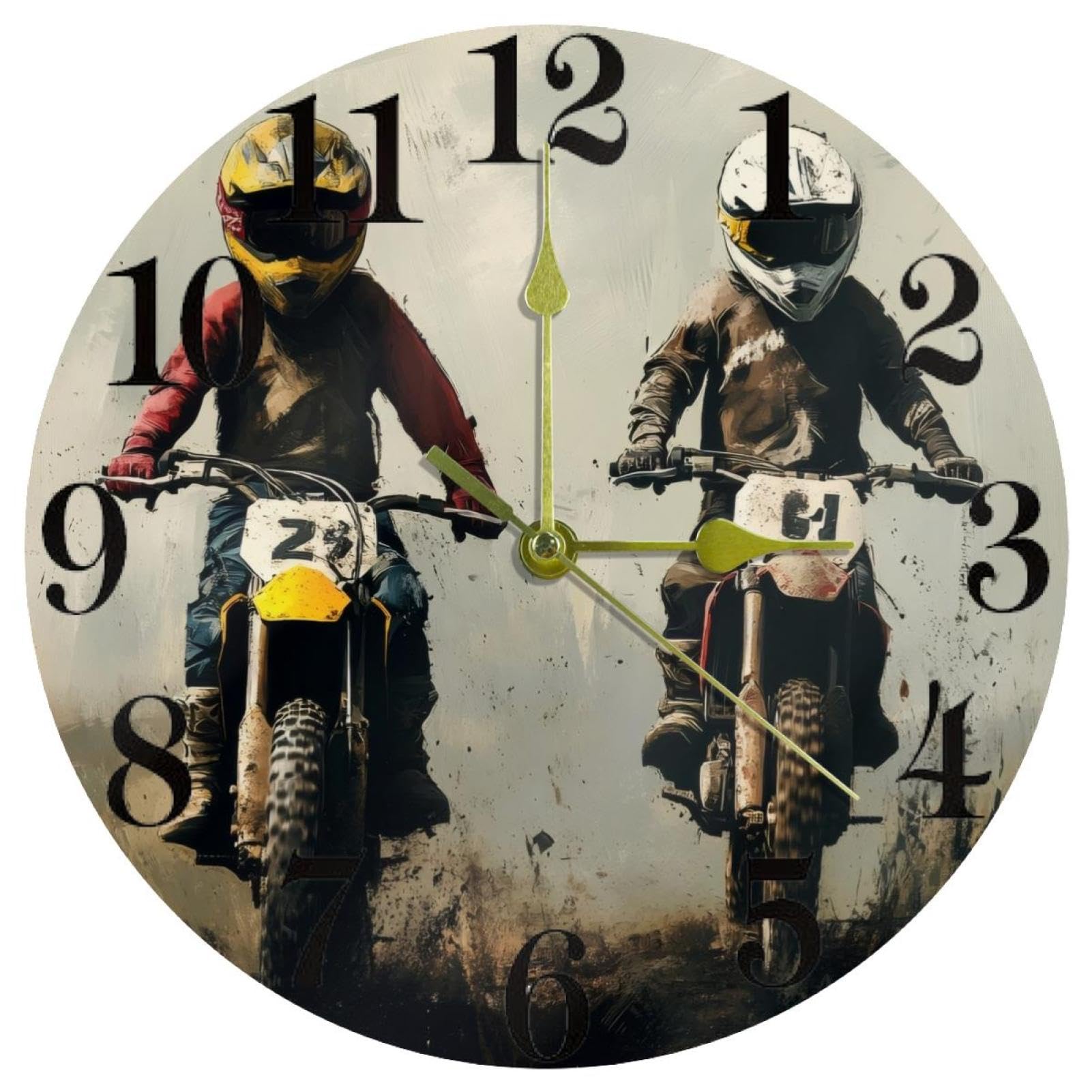 Horloge murale de course de motocross montre ronde pour maison cuisine bureau