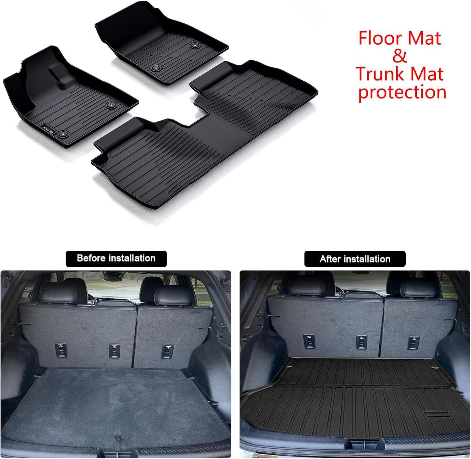 Floor Mats & Trunk Mat for 2024 2025 2026 Chevy Equinox EV (Non Fuel), TPE All Weather Protection Car Floor Liners with Cargo Liner for Chevrolet Equinox EV