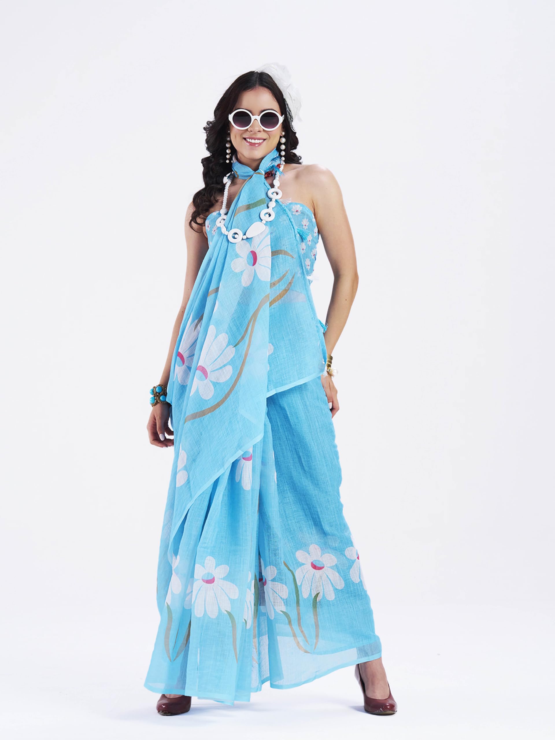 anand sarees Women's Stylish Digital Print Cotton Linen Saree with Matching Unstitched Blouse Piece -AVF_LN_1861-PARENT-picture-43