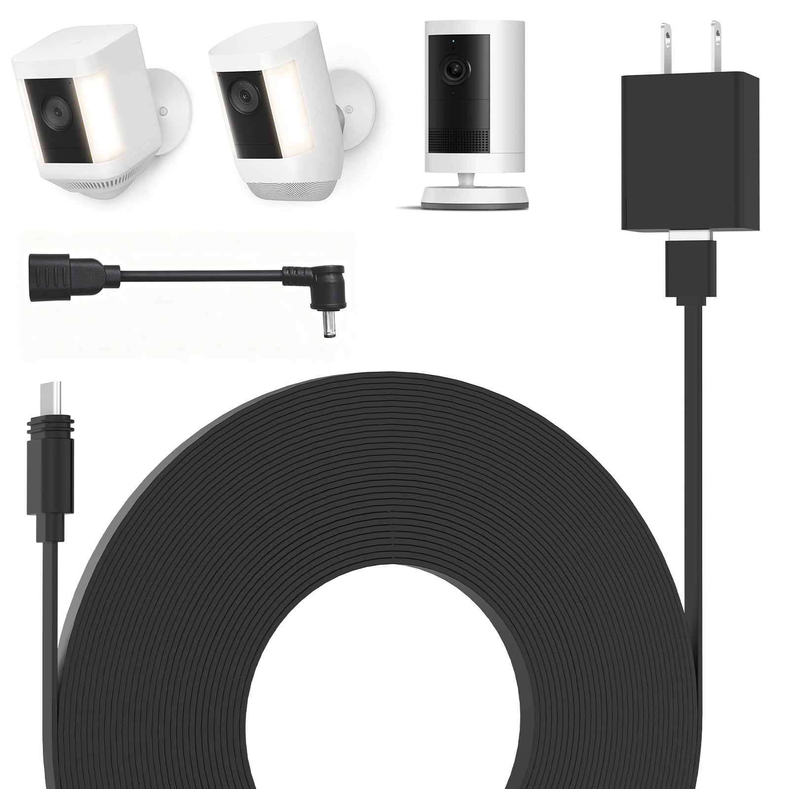 Power Adapter for Spotlight Cam Plus/Pro (Battery) and Spotlight Cam (Battery), with 25Ft/7.5m Weatherproof Outdoor Cable to Continuously Charge Your
