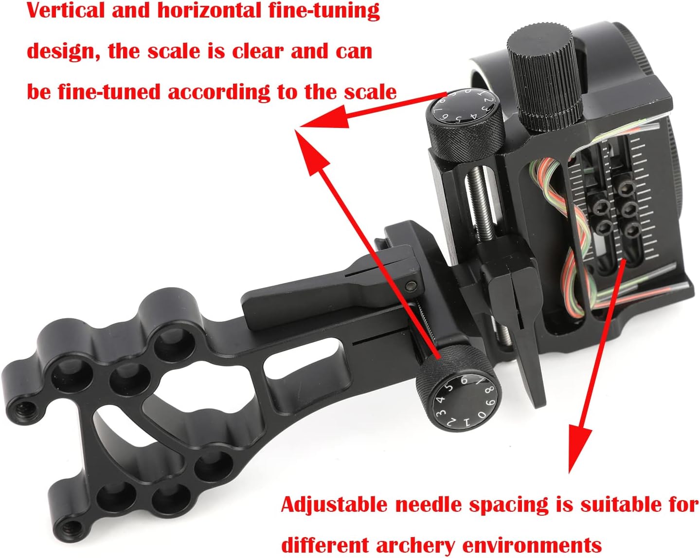 Archery 5 Pin Bow Sights 0.019 Optical Fiber Compound Bow Sight Micro Adjust Tool Less Design for Compound Bows Archery Hunting