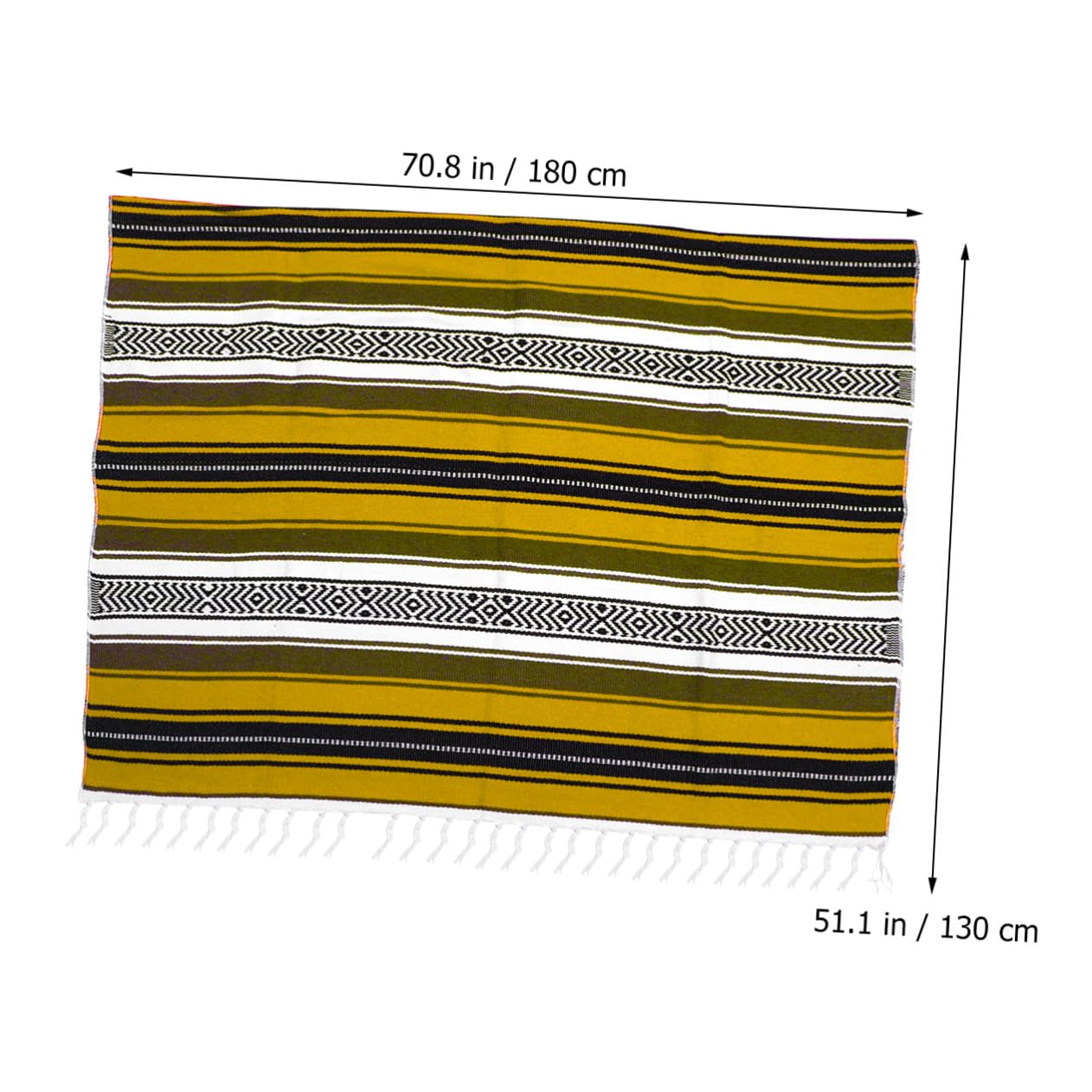 Coperta Messicana Intrecciata per Yoga e Divano in Poliestere e Cotone, Spessa e Vibrante, per Soggiorno e Ufficio, Coperta Multifunzionale Color Giallo