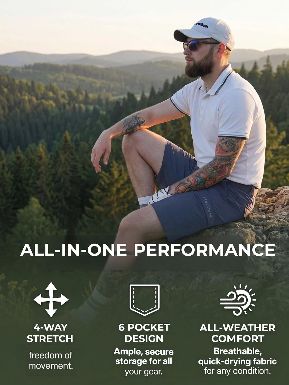 Mr.Stream Men's Hiking Relaxed Fit Golf Lounge Quick Drying Fishing Nylon Casual Shorts