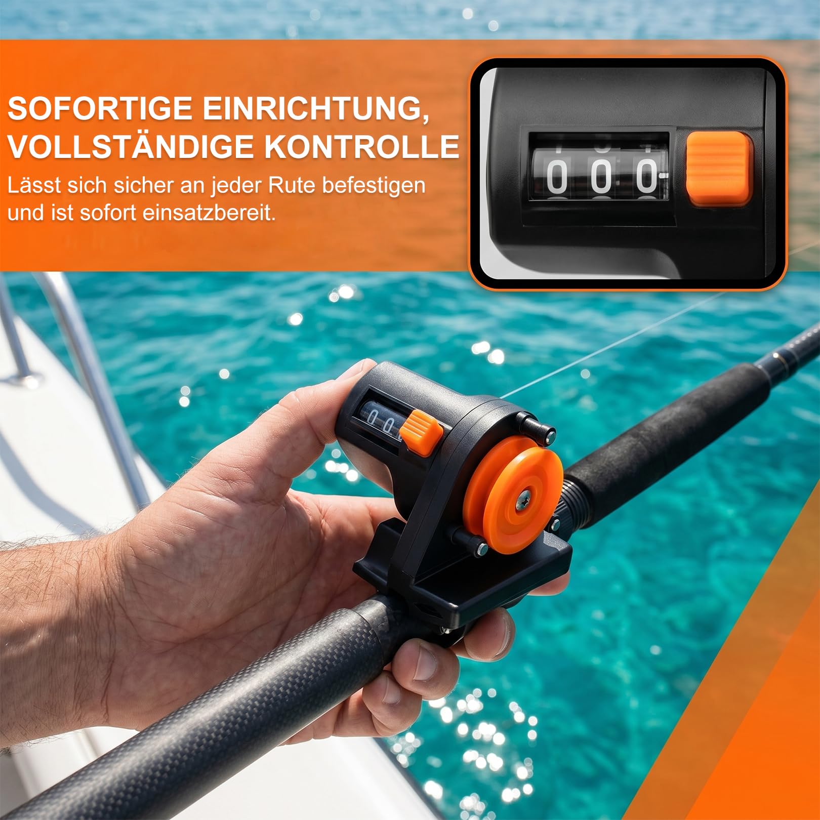Angelschnur Zähler Für Sea Fishing,SchnurspulgeräT Angeln,Tackle Bidirectional Counting Fishing Line Depth Gauge Tool,0-999m Längen Gauge ForzäHler,Kompatibel Mit Ruten Clip-On Rods Bis 2,5cm
