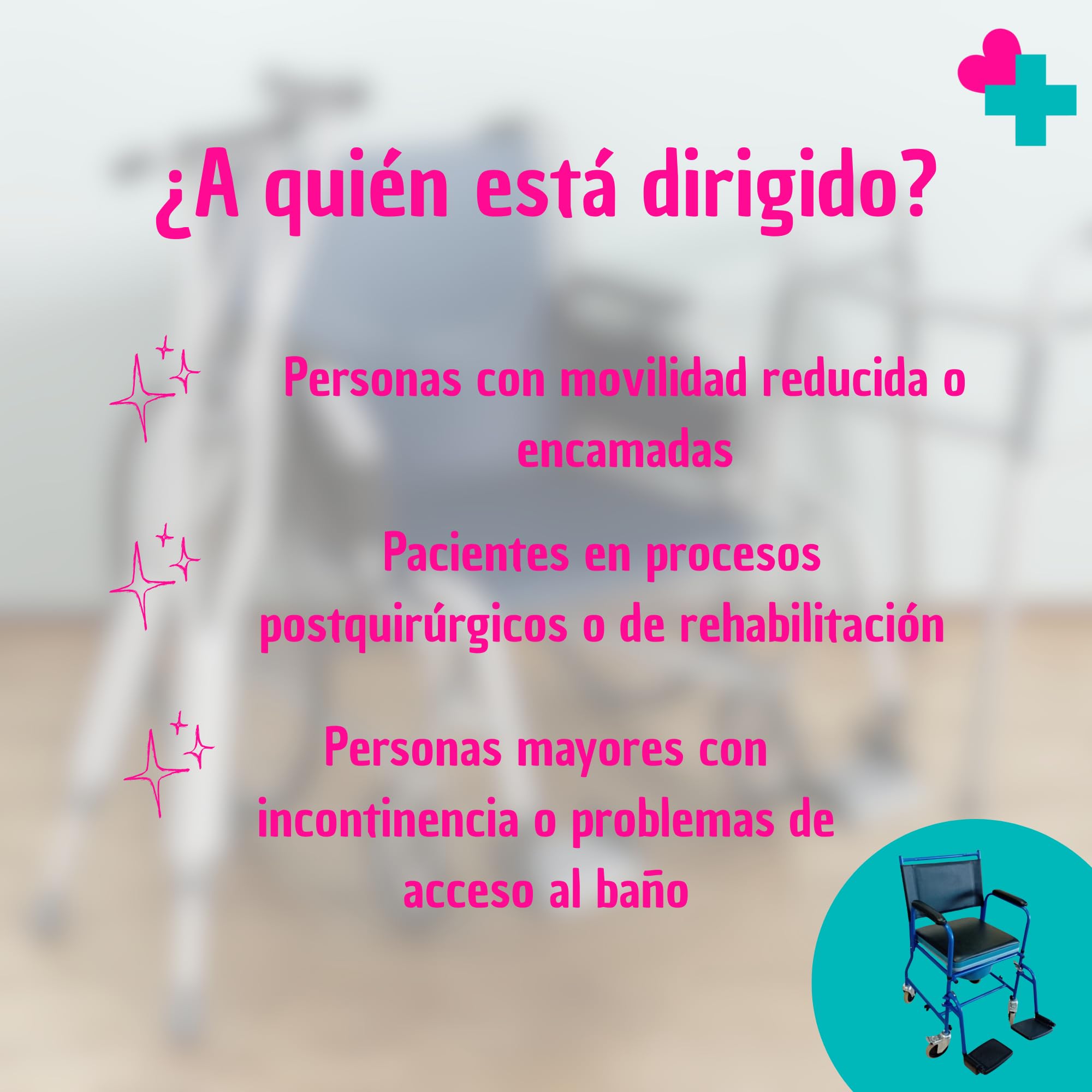 GERCARE Silla Ducha con Ruedas de Traslado con Cubeta. Silla WC Personas Mayores con Estructura de Acero Resistente. Silla Baño Adulto con Reposapies. Ideal para Baño, Traslado y Cuidado de Mayores