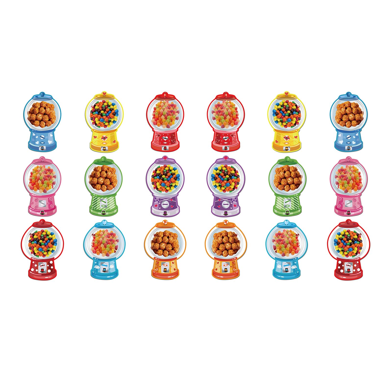 Hsioluted Of 18/36 Valentine Candy Exchange Gift Cards with Gumballs Machine Theme and Dome Displays for Classroom Event and Celebration Dome Valentine Card
