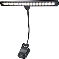 Vista 1 de Soporte de música extra ancho con clip para orquesta, 18 LED recargable USB piano, escritorio, lámpara de lectura